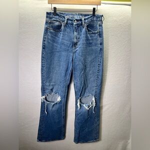 American Eagle Curvy 90s Bootcut Jeans Womens 8 Stretch Denim Distressed 2410